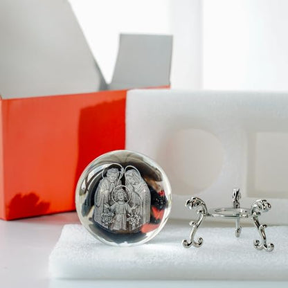Holy Family Crystal Ball 3D Laser Engraved K9 Christian Gift 2.3 Inch - style: Holy Family