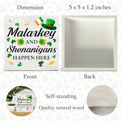 St. Patricks Day Decor, Rustic Malarkey and Shenanigans Wood Sign - color: Malarkey
