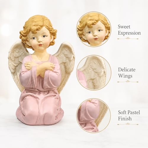 5.32 Inch Praying Angel Figurine, Resin Guardian Statue - size: 5.32"H