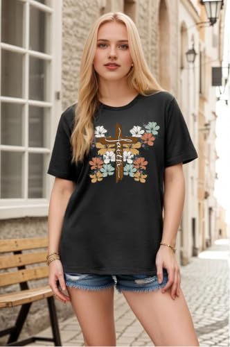 Women Christian Faith T Shirts - color: 4black, size: Large