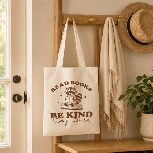 Reading Canvas Tote Bag, Read Books Be Kind Stay Weird, Cute Aesthetic Reading Accessories, Book Lovers Readers Gifts, Aesthetic Canvas Tote Bags, and Useful Gifts for Book Lovers - color: Style 16