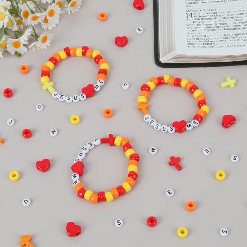 36 Sets Fall Religious Bead Bracelet Kits, Orange - color: orange