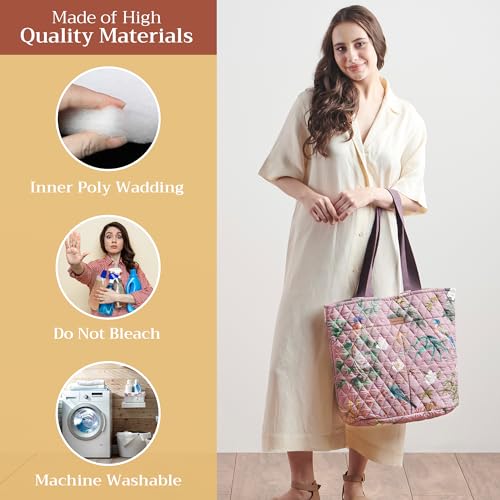 Maison d' Hermine Shopping Bags Cotton Quilted Tote Bag with Zipper Pockets - color: 010 - Hokuzai - Violet