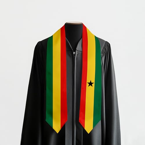 Graduation Satin Sash Scarf 72" Stole - color: Ghana Flag
