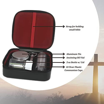 Swanson Christian Products Communion Set Includes 12 Reusable Communion Cups, 2oz. Bottle for Juice, Aluminum Tin for Communion Bread, and Metal Anointing Oil Vial