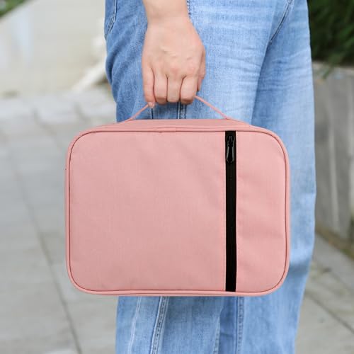 GERMUN Bible Cover with Durable Handle, Carrying Book Case Church Bag Bible, Protective with Zippered Pocket, Bible Study Accessories Supplies, Book Protector for Book Lovers, pink - color: Pink