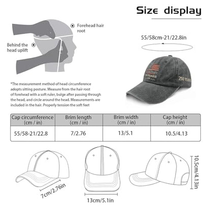 250th Anniversary 250 Years Freedoms Baseball Hat Running Embroidered Cap for - color: Allblack14