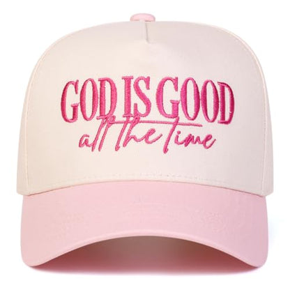 Trendy Embroidered Baseball Cap for Men & Women, Adjustable Snapback Hat for Casual Wear - color: God is Good3| Pink