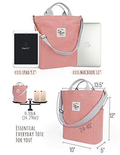 Lily queen Women Canvas Tote Handbags Casual Shoulder Work Bag Crossbody - color: Almond Pink