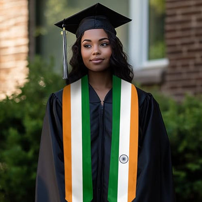 Graduation Satin Sash Scarf 72" Stole - color: India Flag