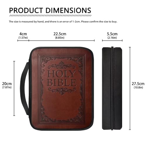 Holy Bible Print Bible Cover,Brown Bible Carrying Church Bag with Handle for Women Men - color: Holy Bible