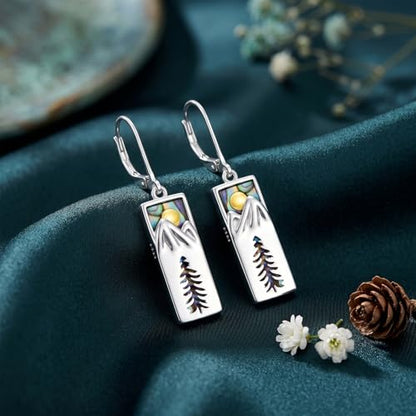 Mountain Mustard Seed Earrings for Women 925 Sterling Silver Lotus/Cross Dangle Drop Earring Christian Jewelry Outdoor Birthday Graduation Gifts - style: Mountain-A
