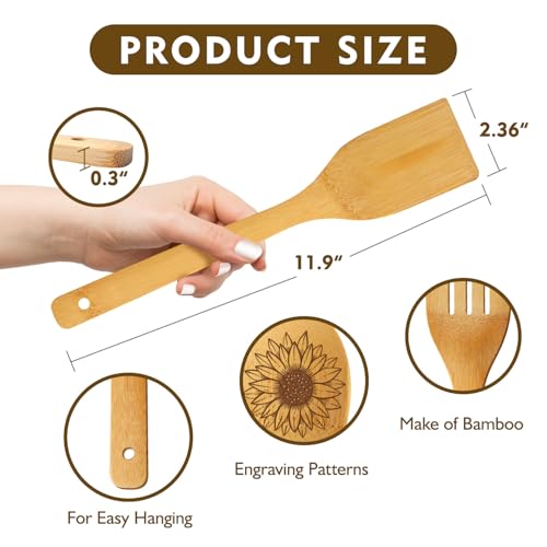 6 Pcs Christian Bible Verse Faith Religious Bamboo Spoon Set for Women Grandma Mom with Encourage Kitchen Towel, Inspirational Gifts for Birthday Thanksgiving Day
