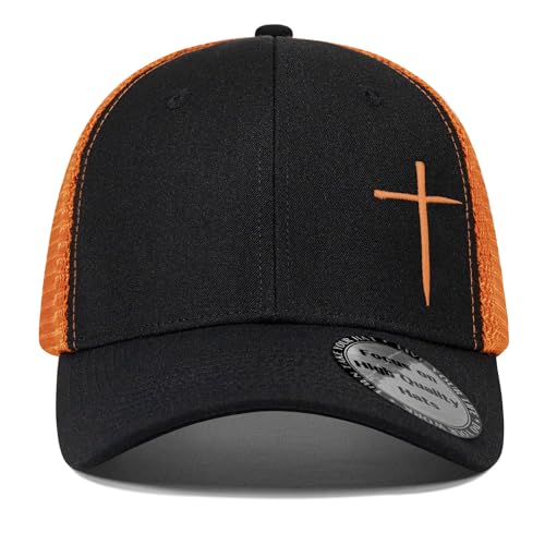 Christian Hats for Men Women,Jesus Cross Hat Christian Religious Gifts for Birthday/Christmas - color: 72.orange-01