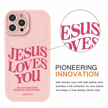 for iPhone 13 Pro 6.1'' 2 Pack Cute Christian Jesus Phone Case - color: Pink & Brown Jesus Faith Slogan, size: iPhone 13 Pro