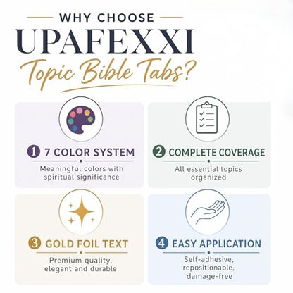 UPAFEXXI-Topic Bible Tabs(3D Gold Foil Embossed Lettering) - color: 180 Topics