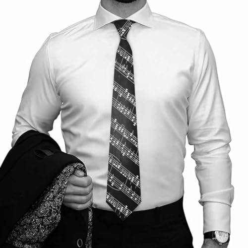 funny Ties for Men Business Novelty Men's Neckties for Festival Holiday Party Valentine's Day Wedding Christmas - color: Music Bars White