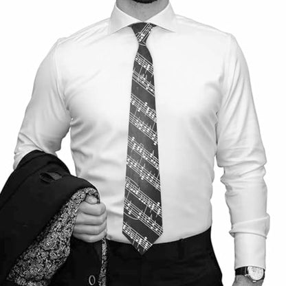 funny Ties for Men Business Novelty Men's Neckties for Festival Holiday Party Valentine's Day Wedding Christmas - color: Music Bars White