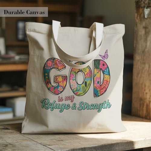 Christian Tote Bag for Women, Church Bible Canvas Bag with Inner Pocket for Churchgoers - color: Pink