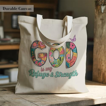 Christian Tote Bag for Women, Church Bible Canvas Bag with Inner Pocket for Churchgoers - color: Pink