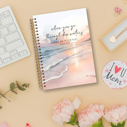 Coastal Christian Spiral Notebooks, Isaiah 43:2 Bible Journal, Scripture Journals for Writing, Christian Gifts for Women Men, Religious Notebook for Note Taking, 5.5x8.3 Inch - color: white Bible Notebook-6