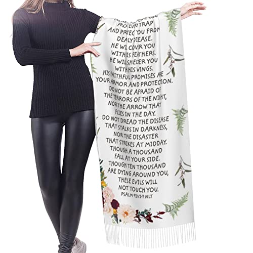 Psalm 23 Travel Scarf The Lord Is My Shepherd 23rd Psalm Floral Cashmere Pashmina Shawl Inspirational Bible Verse Scripture