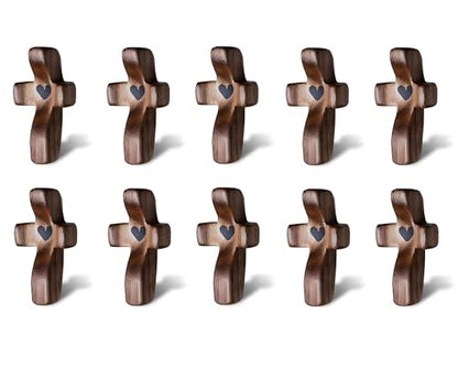 10Pcs Wooden Pocket Cross My Heart, Stress Relief Cross Fidget for Christian, Wooden Cross Fidget Christian Easter Gifts Encouragement Gift Idea for Children Men Women, Pocket Prayer Cross Portable Wall Cross - color: 10Pcs
