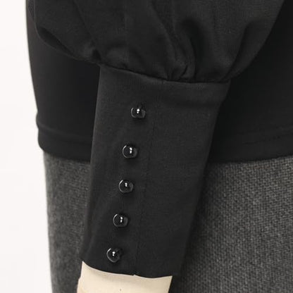 CAMDOM Womens Church Clergy Shirt Tab Collar Long Puff Sleeve with Cufflinks Blouse Top - size: XX-Large