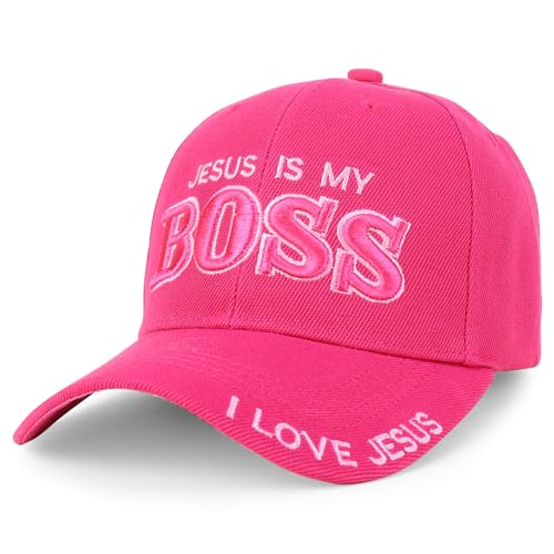 Trendy Apparel Shop Only Jesus Praying Hand Embroidered Christian Ball Cap - color: Hot Pink 3