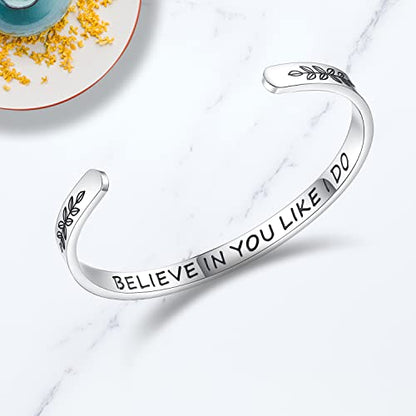 TONY & SANDY Cuff Bracelets for Women Teen Girls Best Friend Sister Mom Daughter Granddaughter Easter Birthday Mother's Day Christmas Stocking Stuffers for Teen Girls Women Jewelry - style: 1 - Believe in you like I do