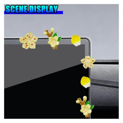 5PCS Peach Blossoms Car Dashboard Decoration (Yellow) - color: Yellow