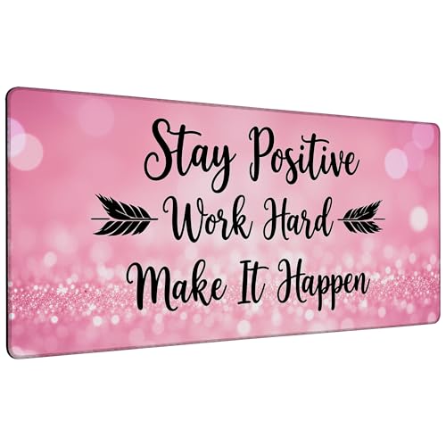 Stay Positive Mouse Pad,35.4 x 15.7 Inch Large Mouse Mat Non-Slip Rubber Stitched Edges for Writing Desk,Office,Home,Laptop - color: Stay Positive, size: 35.4L x 15.7W inches