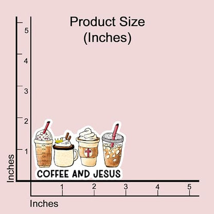 (3pcs) Coffee and Jesus Sticker Jesus Bible Verse Chrisian Stickers for Tumbler Book Water Bottle Laptops Phone Case Car Kindles Hard Hat Coffee Lovers Inspirational Cafeinated Vinyl Decal - 3x2