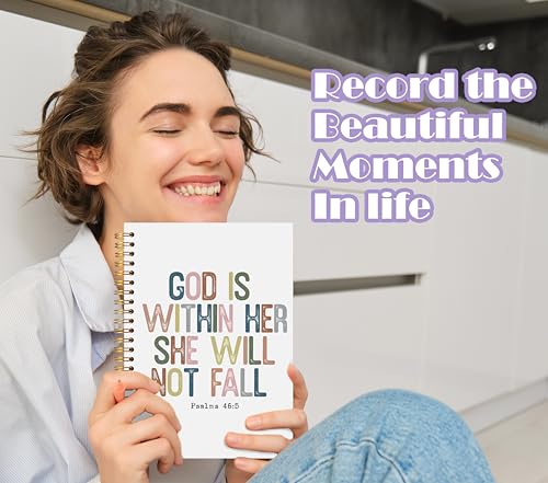 Inspirational Christian Notebook Journal 5.5x8.3, God is Within Her She Will Not Fall Bible Verse Prayer Journal Notebooks for Note Taking, Christian Hardcover Spiral Notebook - color: Prayer Blank Book 13