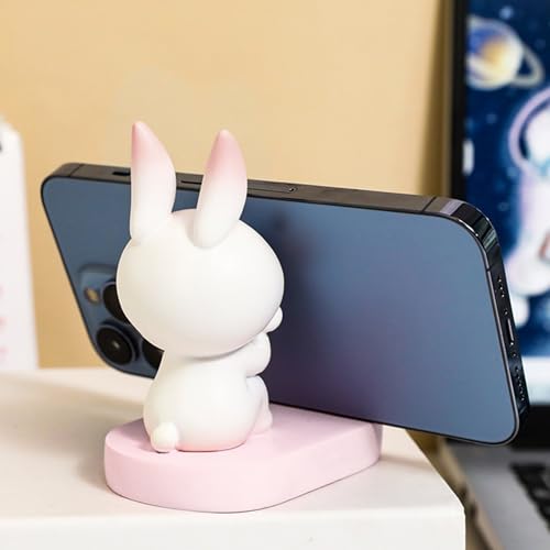 SIQITECHNO Cute Bunny Cell Phone Stand Holder Universal Resin Rabbit Smartphone Stand Desktop Phone Holder Funny Animal Statue Mobile Phones Tablet Stands Creative Desk Ornament for Home Office Desk - color: Sit