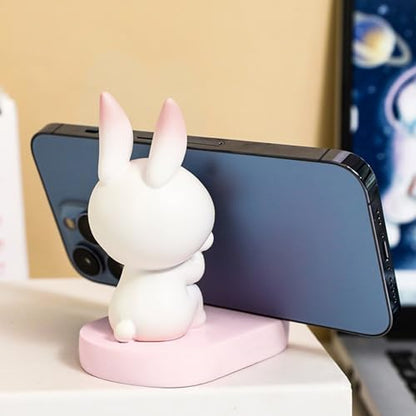 SIQITECHNO Cute Bunny Cell Phone Stand Holder Universal Resin Rabbit Smartphone Stand Desktop Phone Holder Funny Animal Statue Mobile Phones Tablet Stands Creative Desk Ornament for Home Office Desk - color: Sit