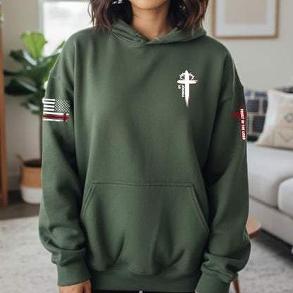 Custom Christian Hoodies for Men Women Faith Cross Jesus Hoodie Bible Religious Gifts Personalized Christmas - color: Military Green, size: Small