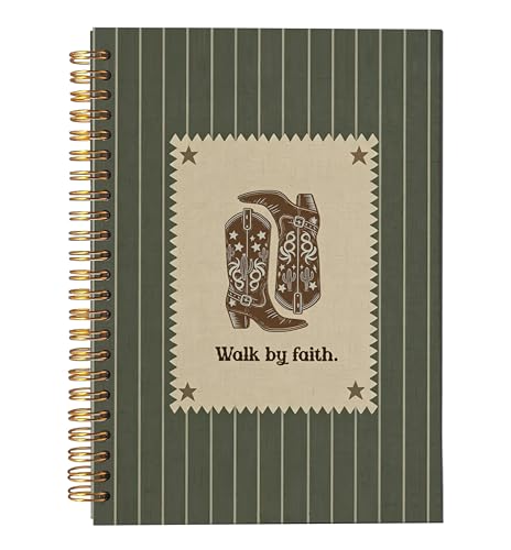 VNWEK Sage Green Christian Western Spiral Notebook Journal 5.5x8.3 Inch, Christian Faith Based Gifts Journal for Women Men, Cowgirl Boots Retro Religious Lined Hardcover Spiral Notebook - color: Sage Green Christian