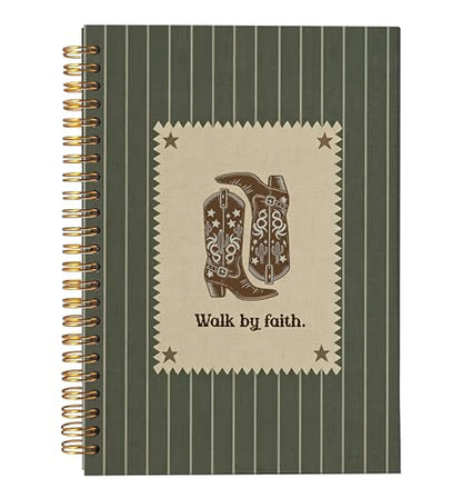 VNWEK Sage Green Christian Western Spiral Notebook Journal 5.5x8.3 Inch, Christian Faith Based Gifts Journal for Women Men, Cowgirl Boots Retro Religious Lined Hardcover Spiral Notebook - color: Sage Green Christian