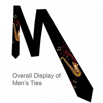 Men's Ties Novelty Tie Necktie for Men Teen Boys Multicolor Tie Party Holiday Thanksgiving Christmas - color: Gold Saxophone