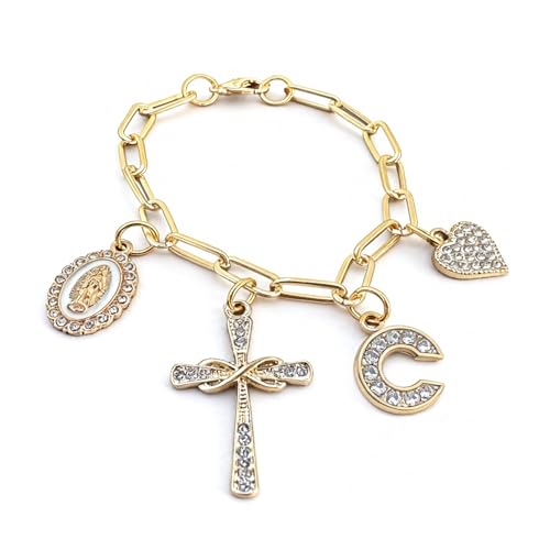 Cross Steering Wheel Charm Initial Letter C Car Jewelry Interior Decor - color: Initial C
