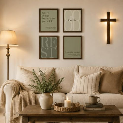 WEFKODO Green Christian Bible Wall Art Decor Pray Posters 8x10 Unframed - color: God Good Green