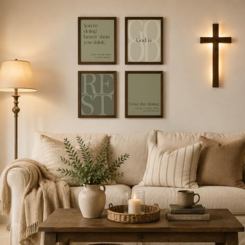 WEFKODO Green Christian Bible Wall Art Decor Pray Posters 8x10 Unframed - color: God Good Green