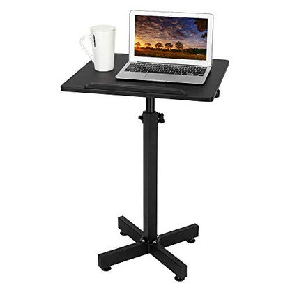 Bonnlo Classic Lectern Podium Stand, Height Adjustable Mobile Podium, Multi-Purpose Tabletop for Speech, Lecture, Church, Reading or Laptop Desk with Edge Stopper, Black - color: Black