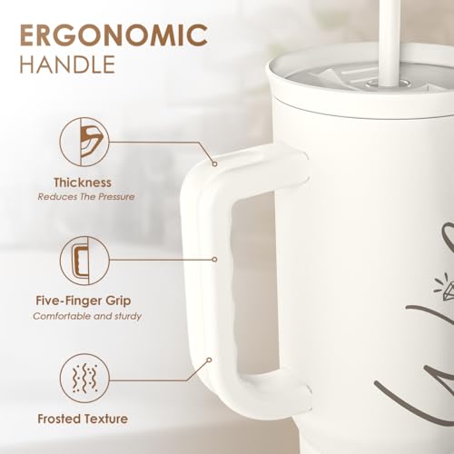 SANDJEST Gift for Wife from Husband – 40oz Insulated Stainless Steel Tumbler with Handle and Straw, Gifts for Anniversary, Birthday, Christmas, Valentine, Coffee Travel Mug - color: Wife 2