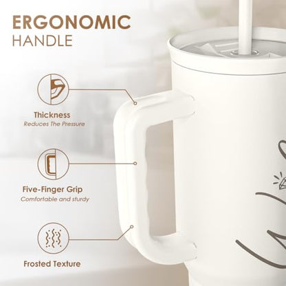 SANDJEST Gift for Wife from Husband – 40oz Insulated Stainless Steel Tumbler with Handle and Straw, Gifts for Anniversary, Birthday, Christmas, Valentine, Coffee Travel Mug - color: Wife 2