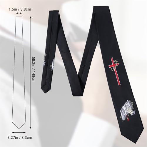 Mens Religious Necktie 3.27" (8.3CM) Christian Cross Jesus Easter Ties - color: Bible - Black
