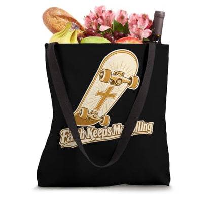 Faith Keeps Me Rolling Christian Skateboard Tote Bag