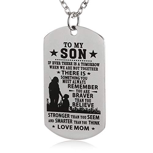 Christian Scripture Religious Dog Tag Necklace,Catholic Bible Verse Baptism Confirmation Sacrament Gifts - style: My son-if ever there is a tomorrow