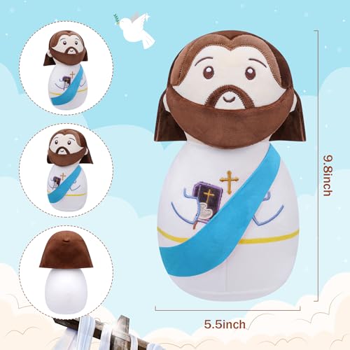 Christian Jesus Stuffed Bible Plush - Classic Religious Savior My Friend Jesus Plush Doll Toys with Smile Religious, Party Favors Gift for Kids Baptism Prayer Gift10 Inch - style: Bible jesus Blue